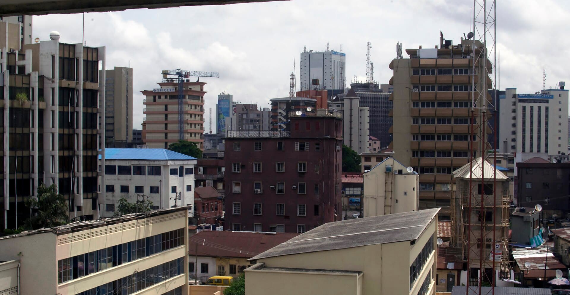High-rise buildings of Lagos Island along the waterfront